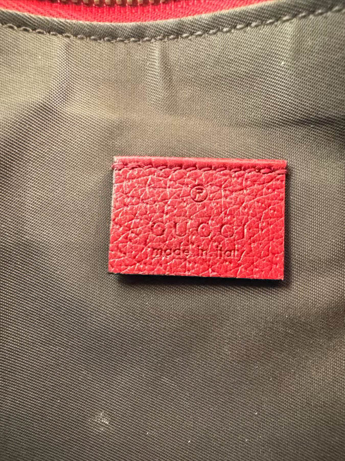 GUCCI Red & Brown Handpainted Tian GG Supreme Zip Pouch