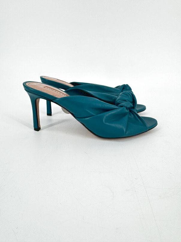 SAMUELE FAILLI Size 38 Teal Leather Knot Heels