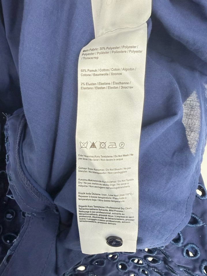 EXQUISE Size L Navy Pleated Dress