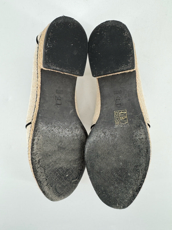 TORY BURCH Size 9.5 Natural Canvas Fawn Oxford