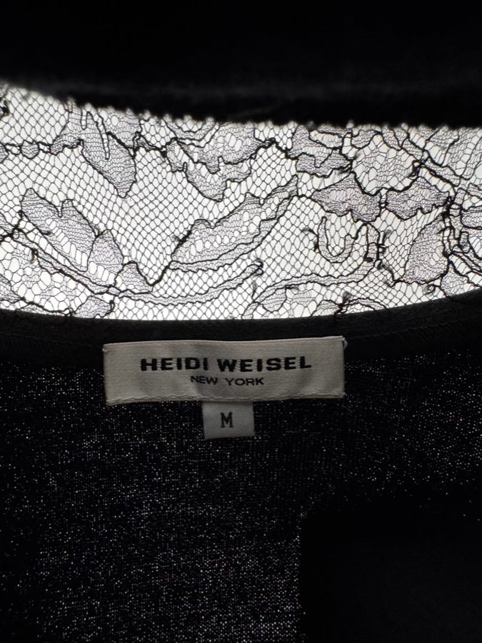 HEIDI WEISEL Size M Black Cashmere Silk Lace Detail Sweater