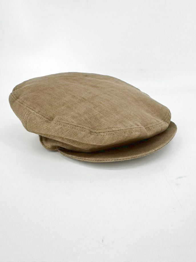 RALPH LAUREN PURPLE LABEL Gold & Brown Textile Newsboy Hat NWT