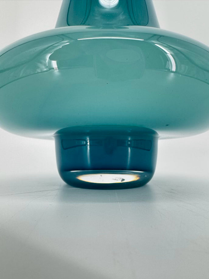 STUDIO PARAN Aqua & Yellow Handblown Glass Vase