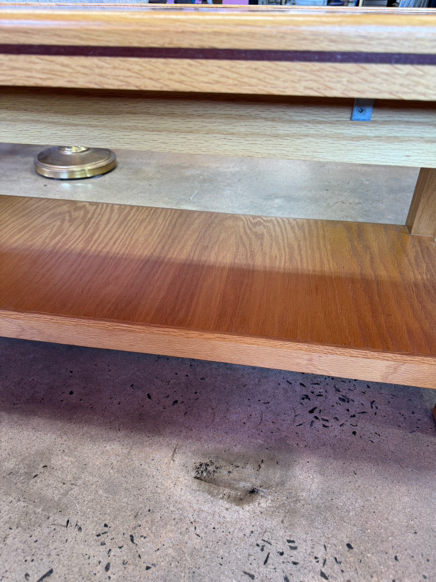Light Oak w/ Dark Wood Inlay Handmade Coffee Table