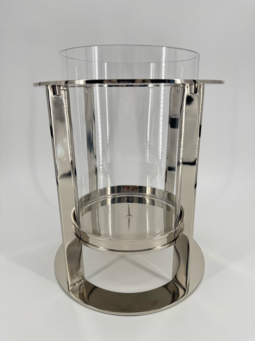 RALPH LAUREN Nickle Plate & Glass Hurricane Candle Holder