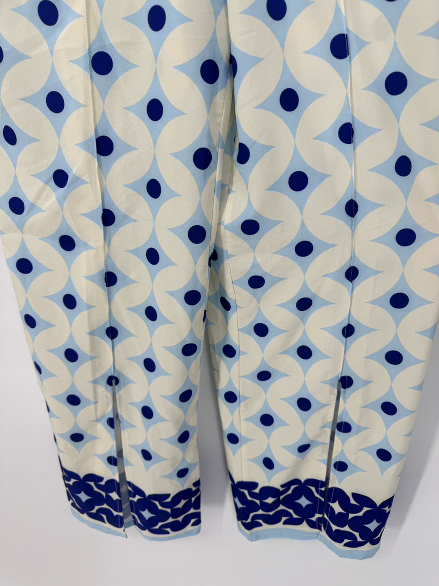 LAVI Size Wmn's L Blue & Cream Print Pants NWT