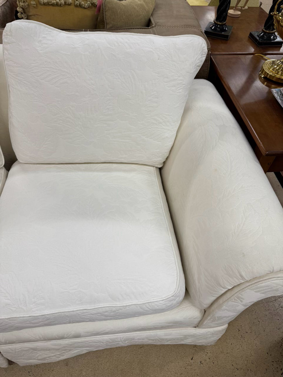 White 3-Cusion Quilted Sofa