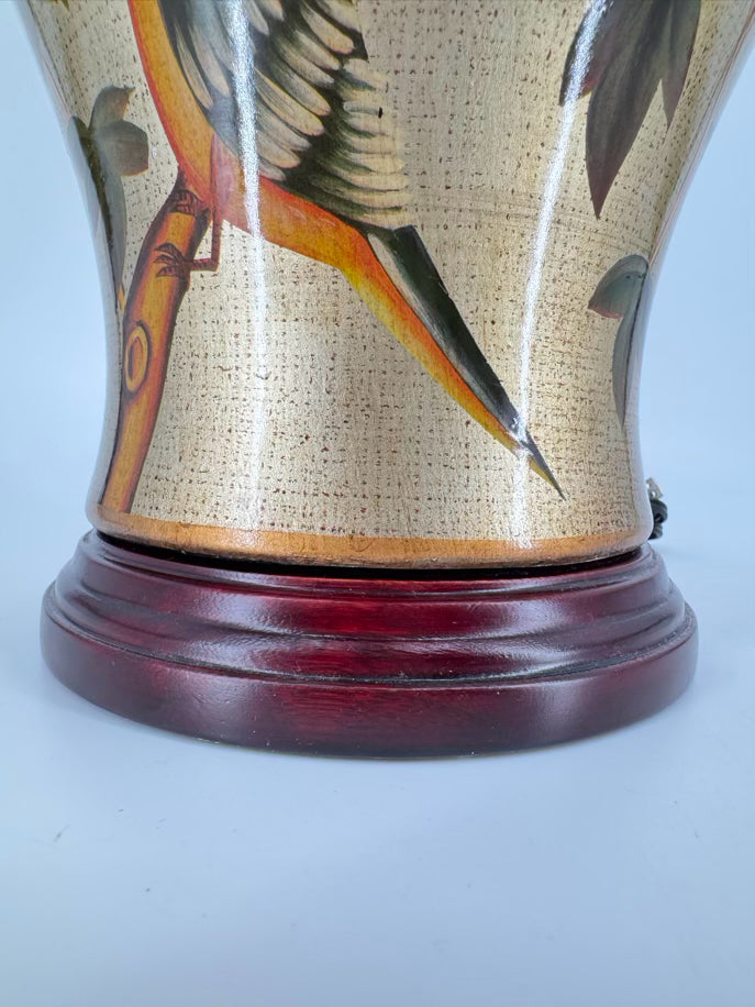 Gold & Green Ceramic Birds Lamp