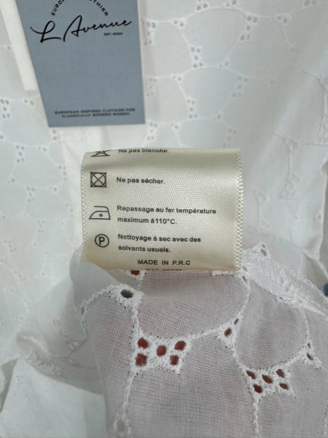 ARTLOVE Size 36 White Eyelet Aminah Blouse NWT