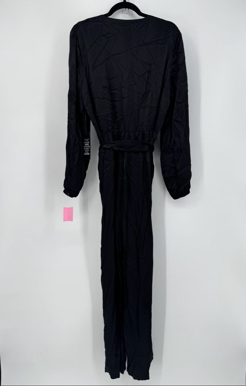 WHBM Size 14 Black Satin Jumpsuit NWT