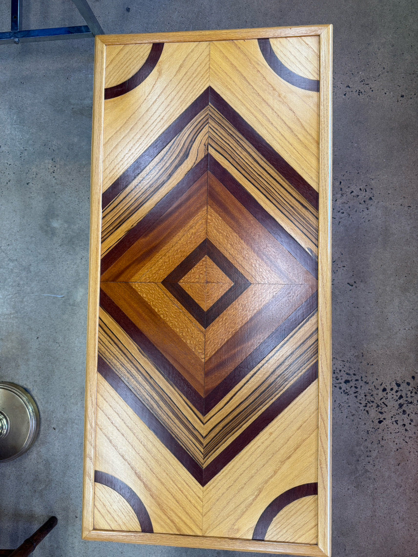 Light Oak w/ Dark Wood Inlay Handmade Coffee Table