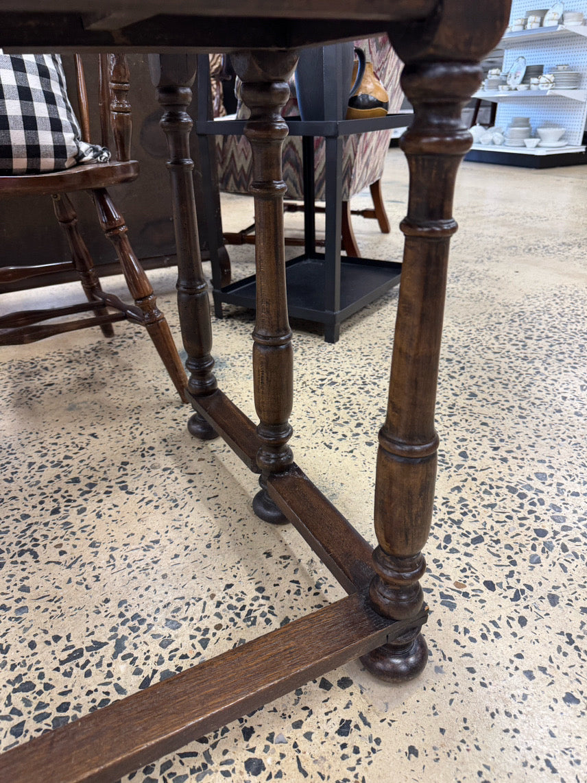 ANTIQUE Dark English Oak Folding Game Table
