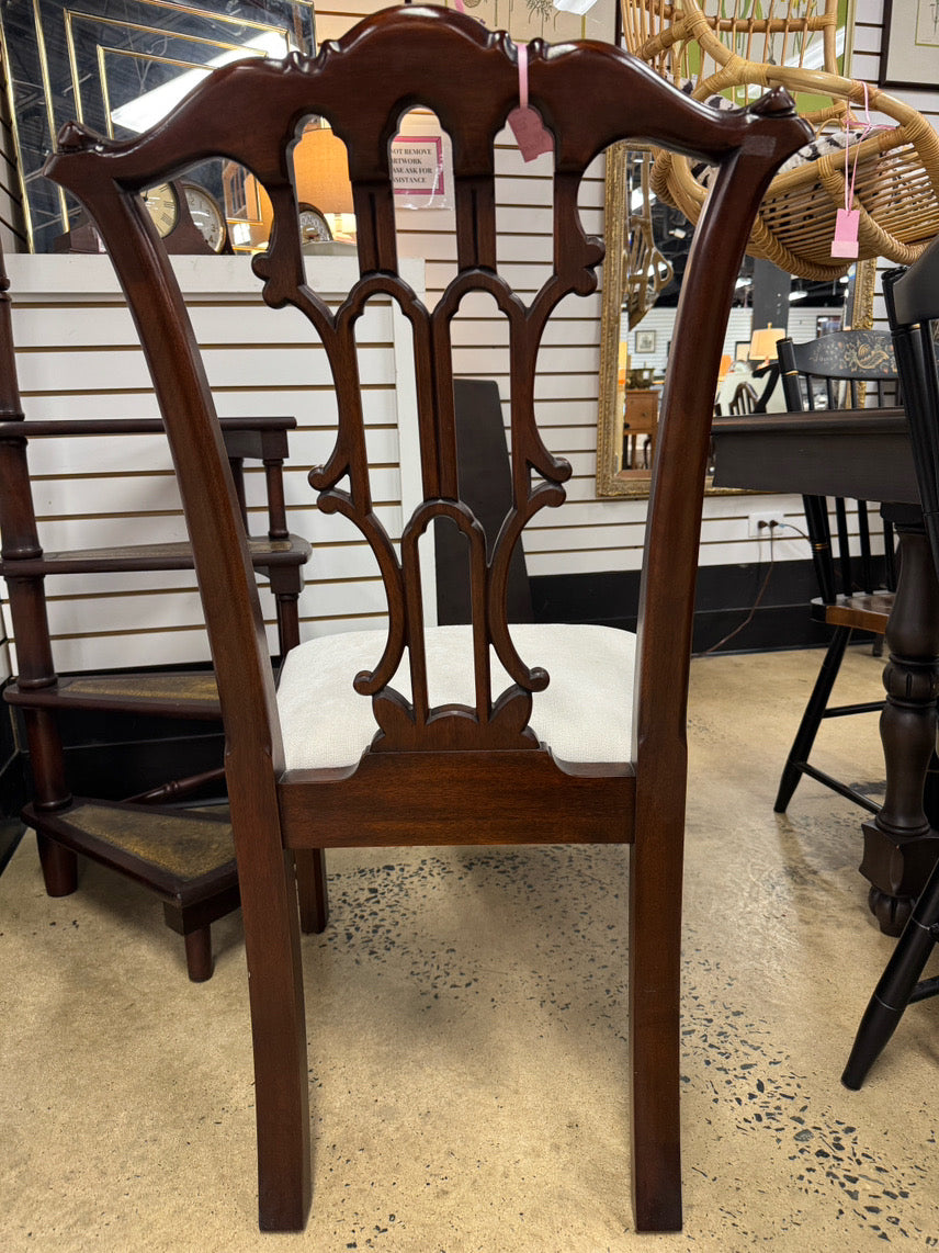 Wood & Cream Upholstered Side Chair