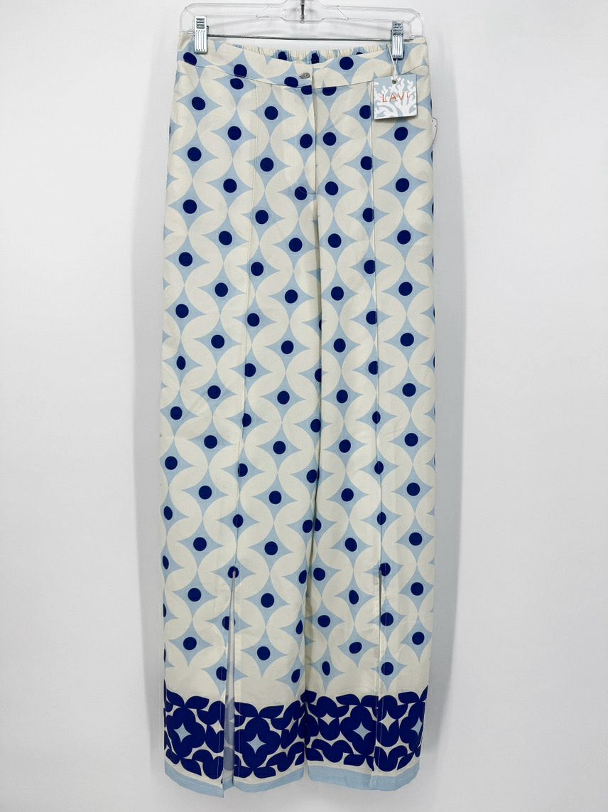 LAVI Size Wmn's L Blue & Cream Print Pants NWT