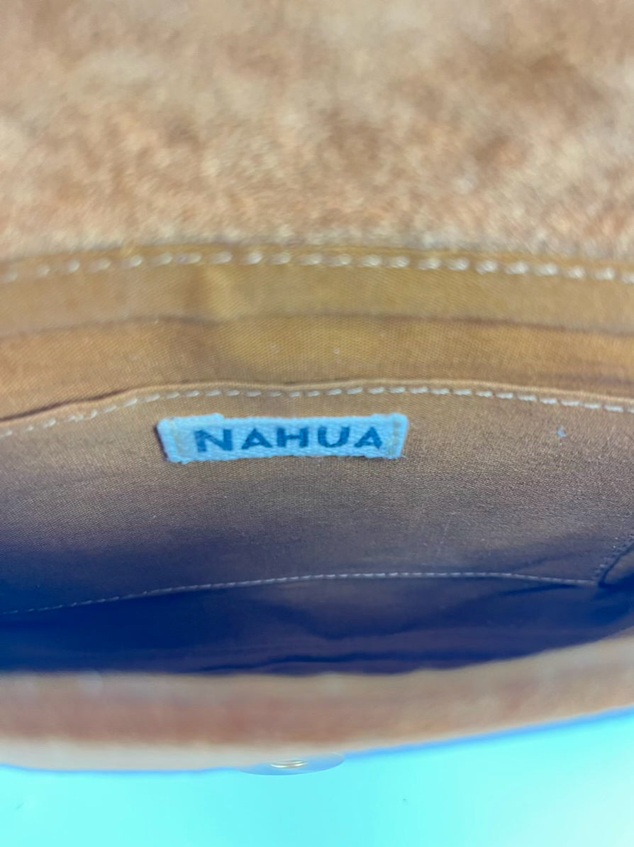 NAHUA Camel Beaded Suede Crossbody Bag