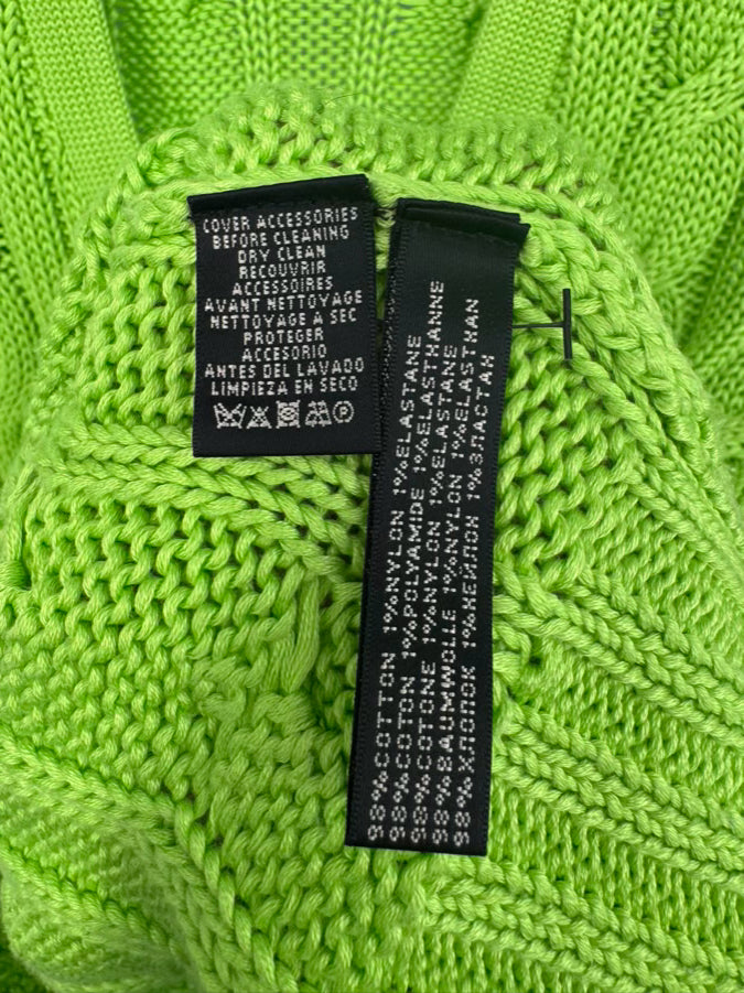 RALPH LAUREN BLACK LABEL Size L Lime Green Knit Cardigan