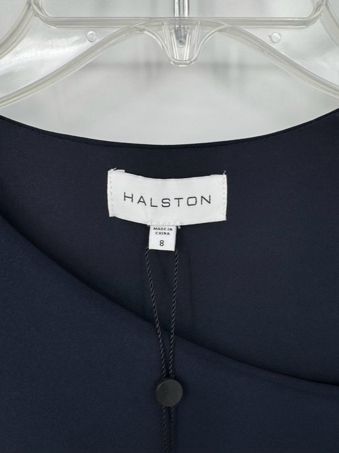 HALSTON Size 8 Midnight Rouching Giorgia Jersey Cocktail Dress NWT