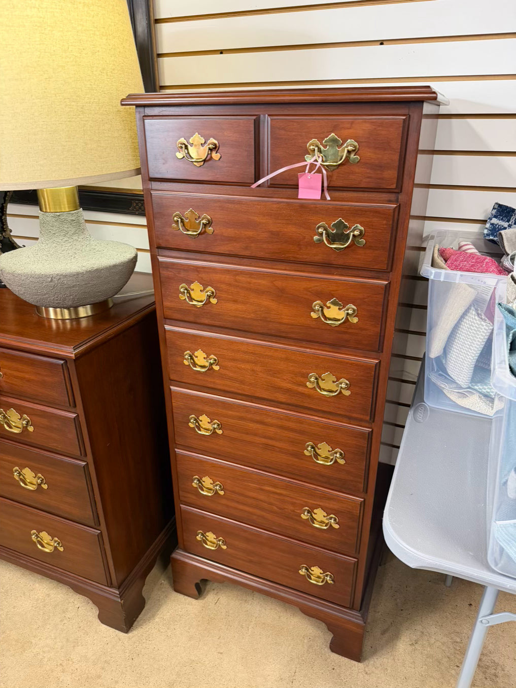 VIRGINIA GALLERIES x Henkle Harris Wild Black Cherry Brown 7 Drawer Lingerie Chest