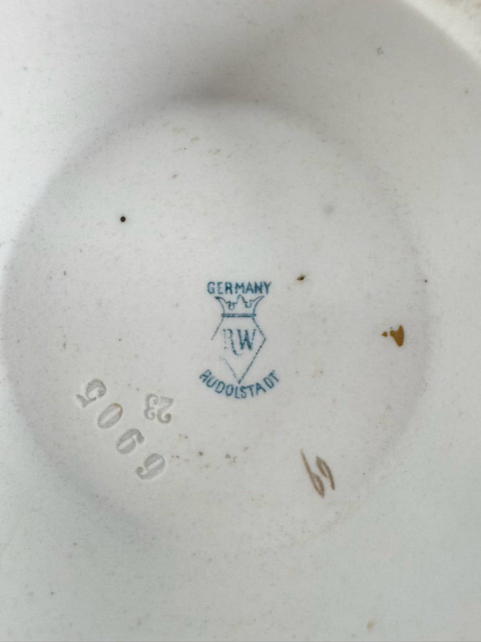 GERMANY-RUDOLSTADT Cream & Purple Flowers Porcelain Vase