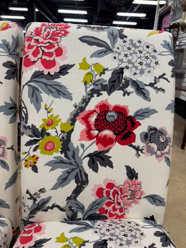 SKYLINE IMPORTS Pink & Gray Floral Pair of Chairs