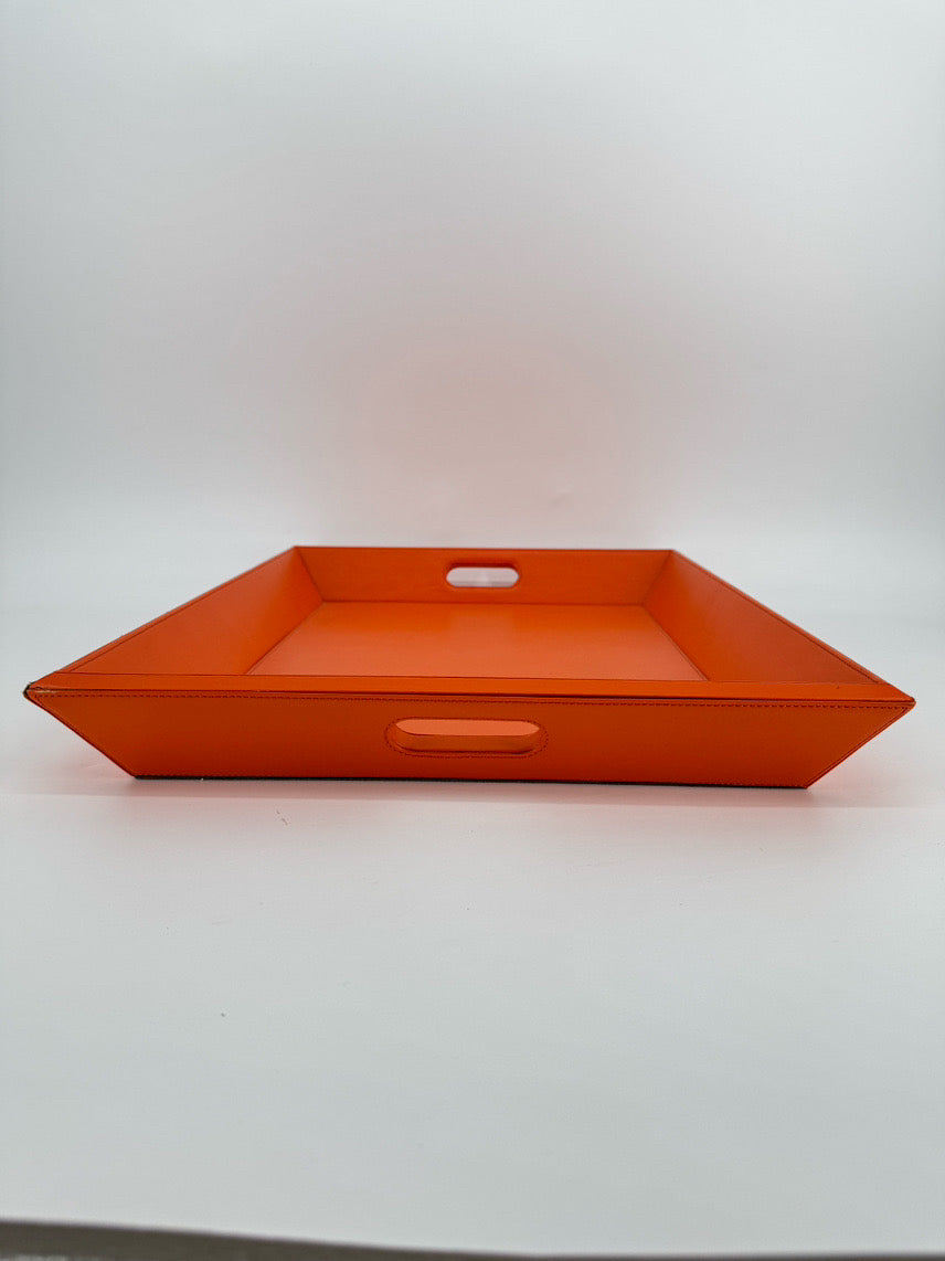 WILLIAMS SONOMA Orange Leather Tray
