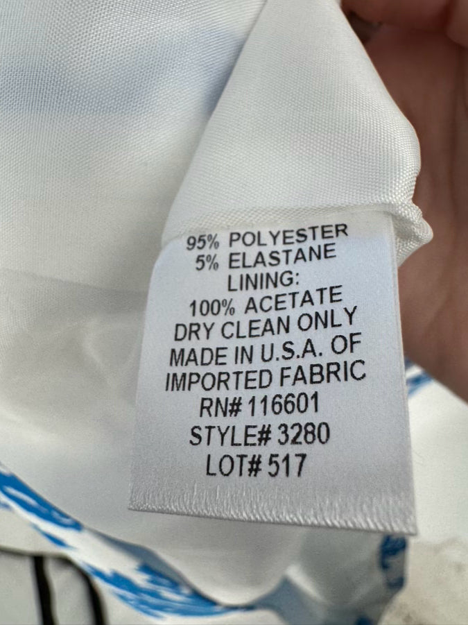 BIGIO Size 12 White & Blue Floral Sleeveless Dress