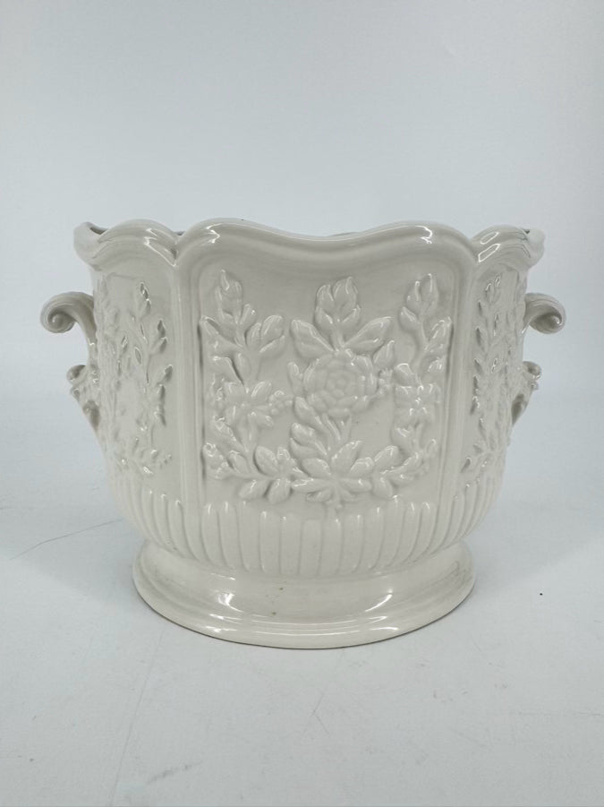 MOTTAHEDEH White Porcelain Oval Cachepot w/ Handles
