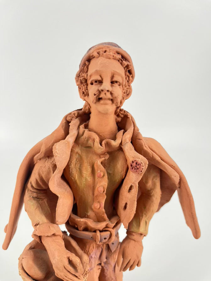 SIGNED Orange Terra Cotta A. Miguel Figure
