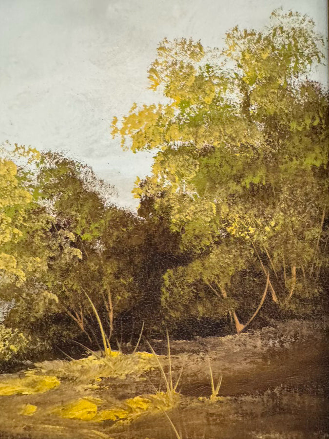 E. NEWHOLD Landscape Painting in Gold Frame