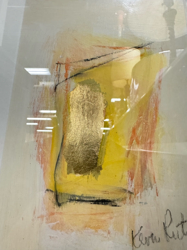 REVA RUTA Mixed Media Pair of Artwork in Gold Frames