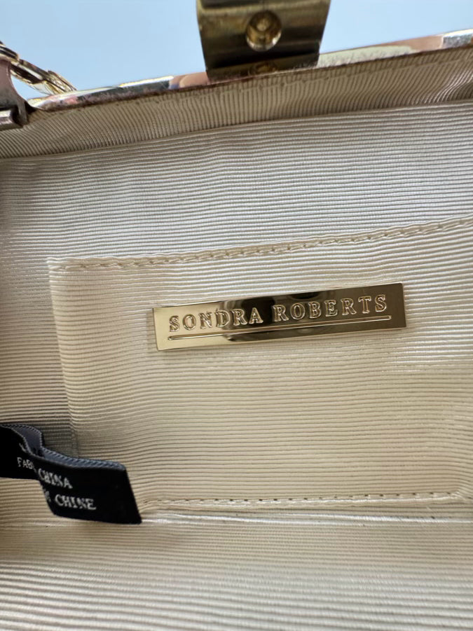 SONDRA ROBERTS Metal Gold Tone Abstract Evening Bag