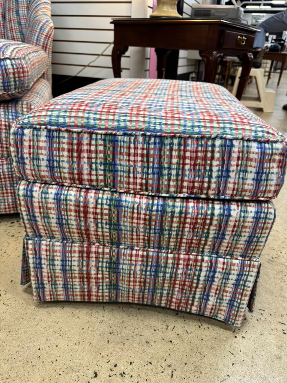 Red & Blue Plaid Ottoman