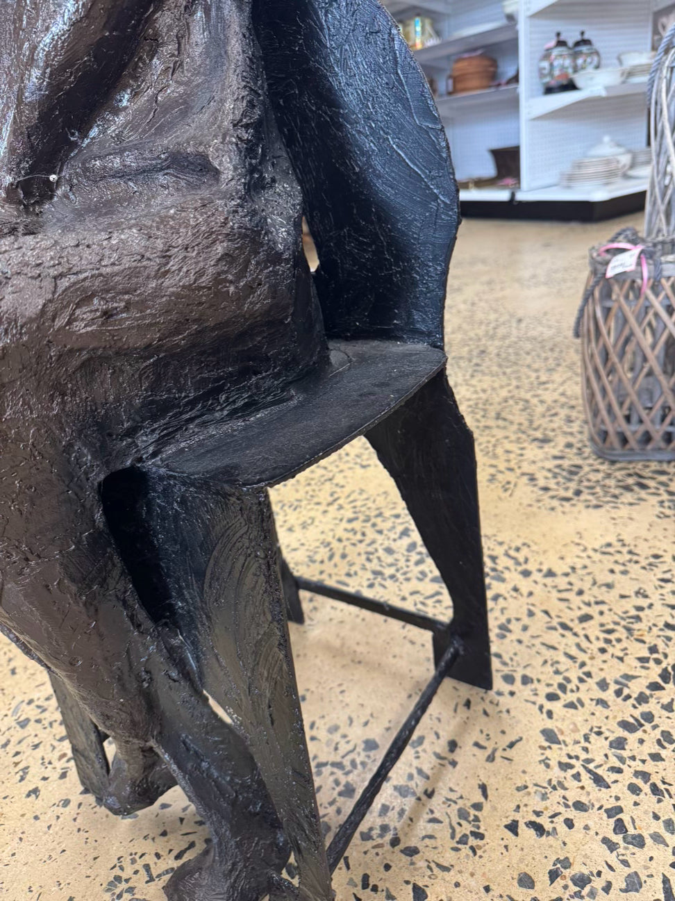 Brown Molded Plastic Woman in Chair Figure