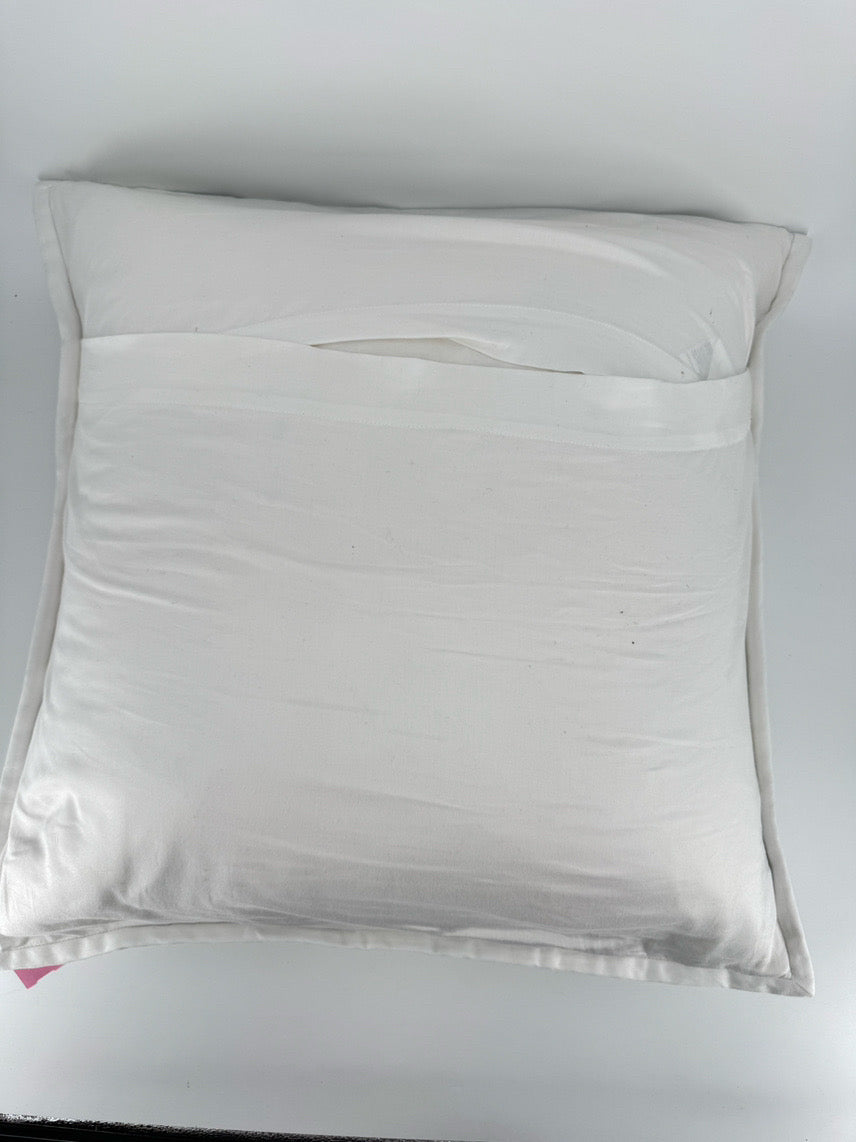 SERENA & LILLY White & Green Stitched Geometric Euro Pillows