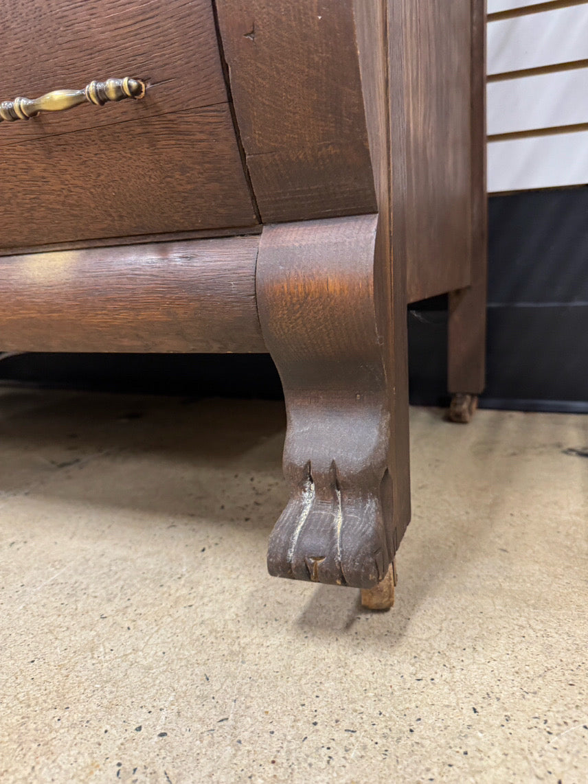 ANTIQUE Oak Mirror-Back 2-Tier Buffet