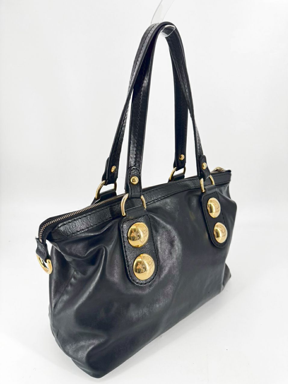 GUCCI Black Leather Purse w/ Gold Tone Details