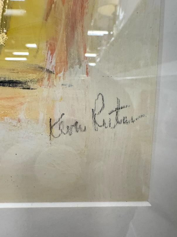 REVA RUTA Mixed Media Pair of Artwork in Gold Frames