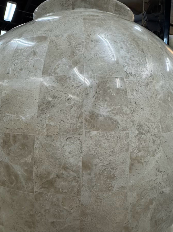 Cream Polished & Raw Tessellated Stone Vase