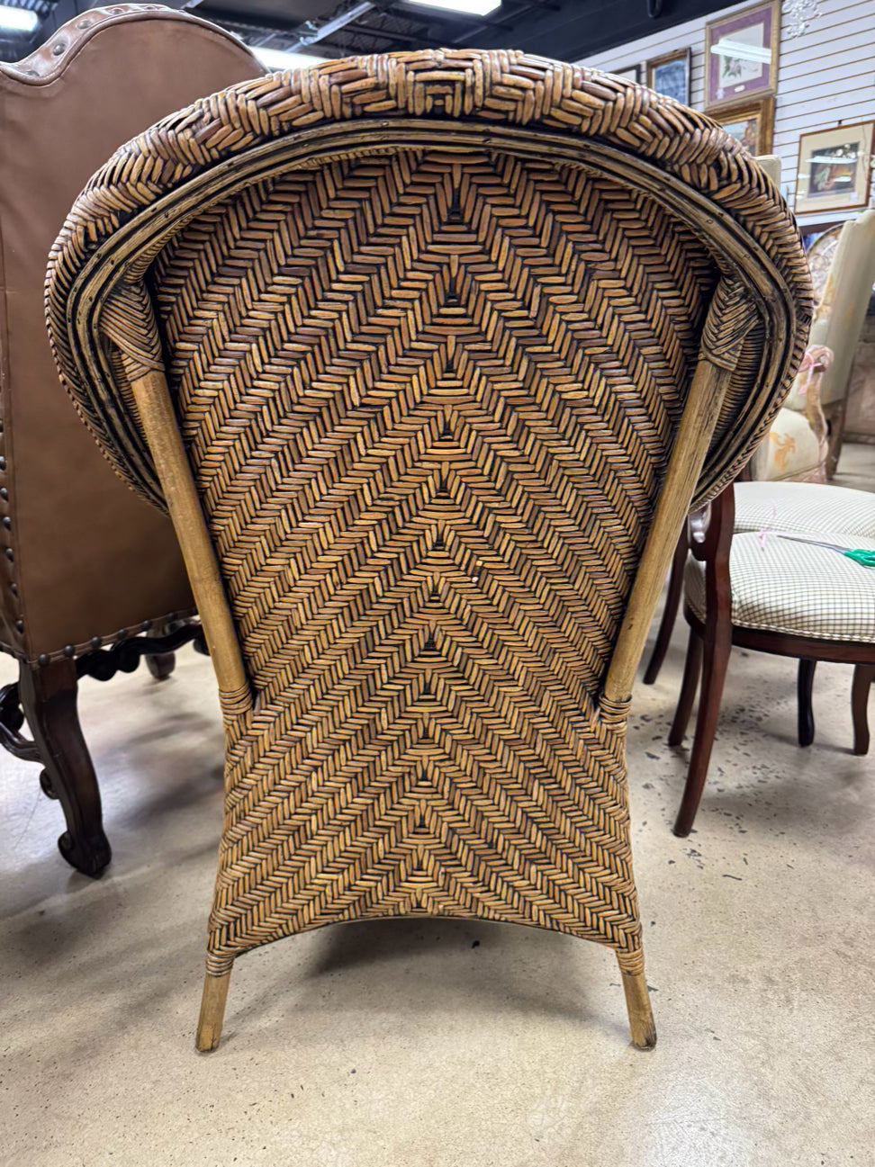 PIERCE MARTIN Brown Cane w/ Black Cushion Side Chair