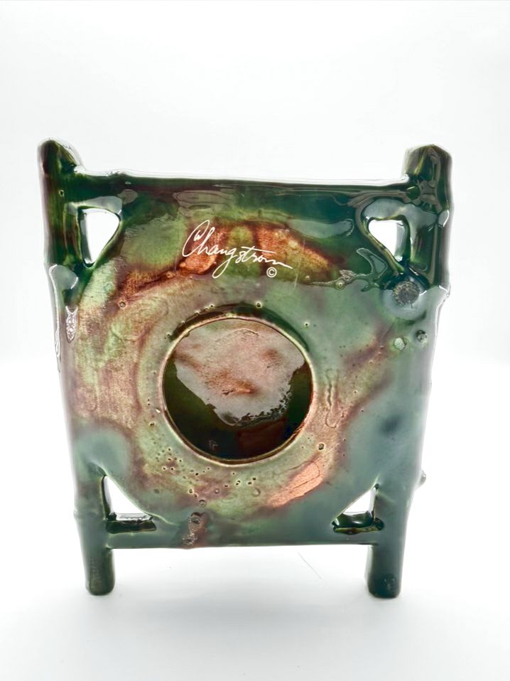 CHANGSTROM Brown, Green & Red Ceramic bird Object