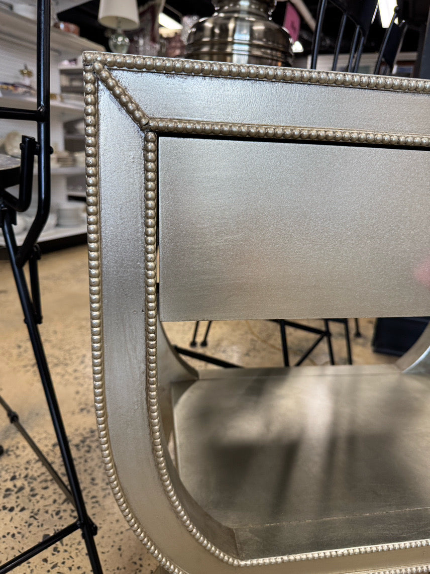 PIER 1 Silver Wood Beaded-Look End Table