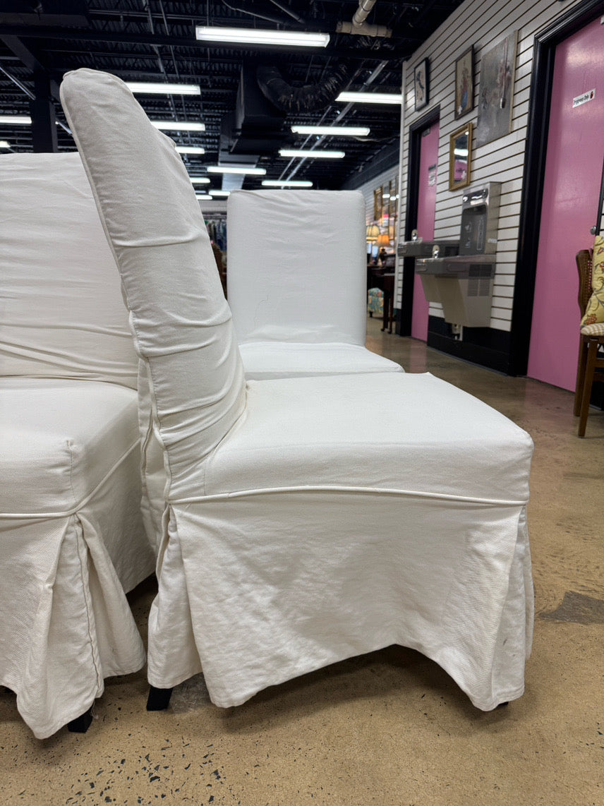 White Slip Cover Set of 4 Chairs