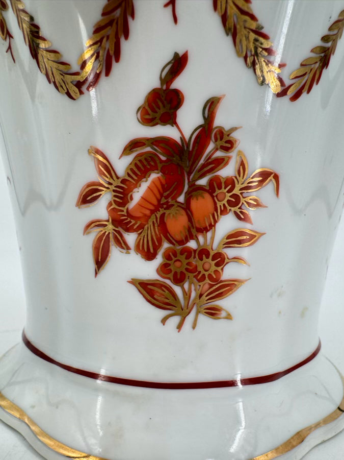 LSCO Rust & Gold Ceramic Handpainted Decorative Cachepot