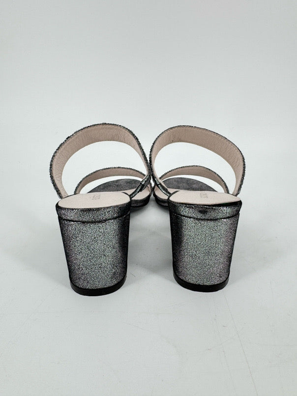 KOKO + PALENKI Size 8 Silver Crystal Detail Kitten Heels