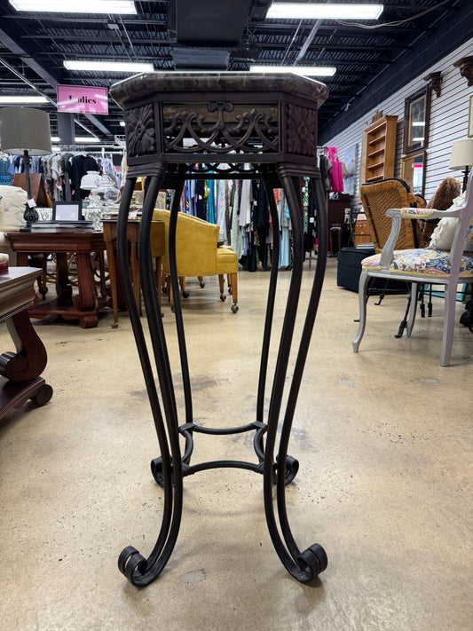 Wrought Iron Stone Top Plant Stand