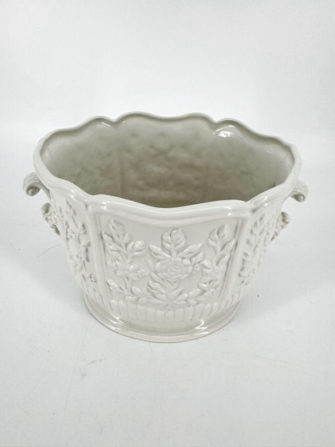 MOTTAHEDEH White Porcelain Oval Cachepot w/ Handles
