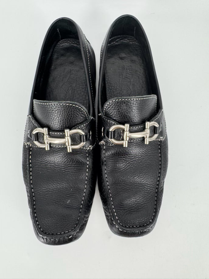 SALVATORE FERRAGAMO Size 9 Black Leather Horsebit Loafers