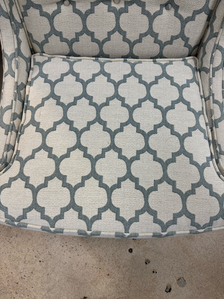 Aqua & Cream Geometric Chair