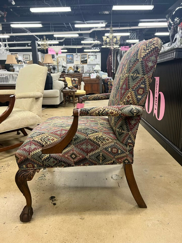 Multi Color Chippendale Upholstered Chair