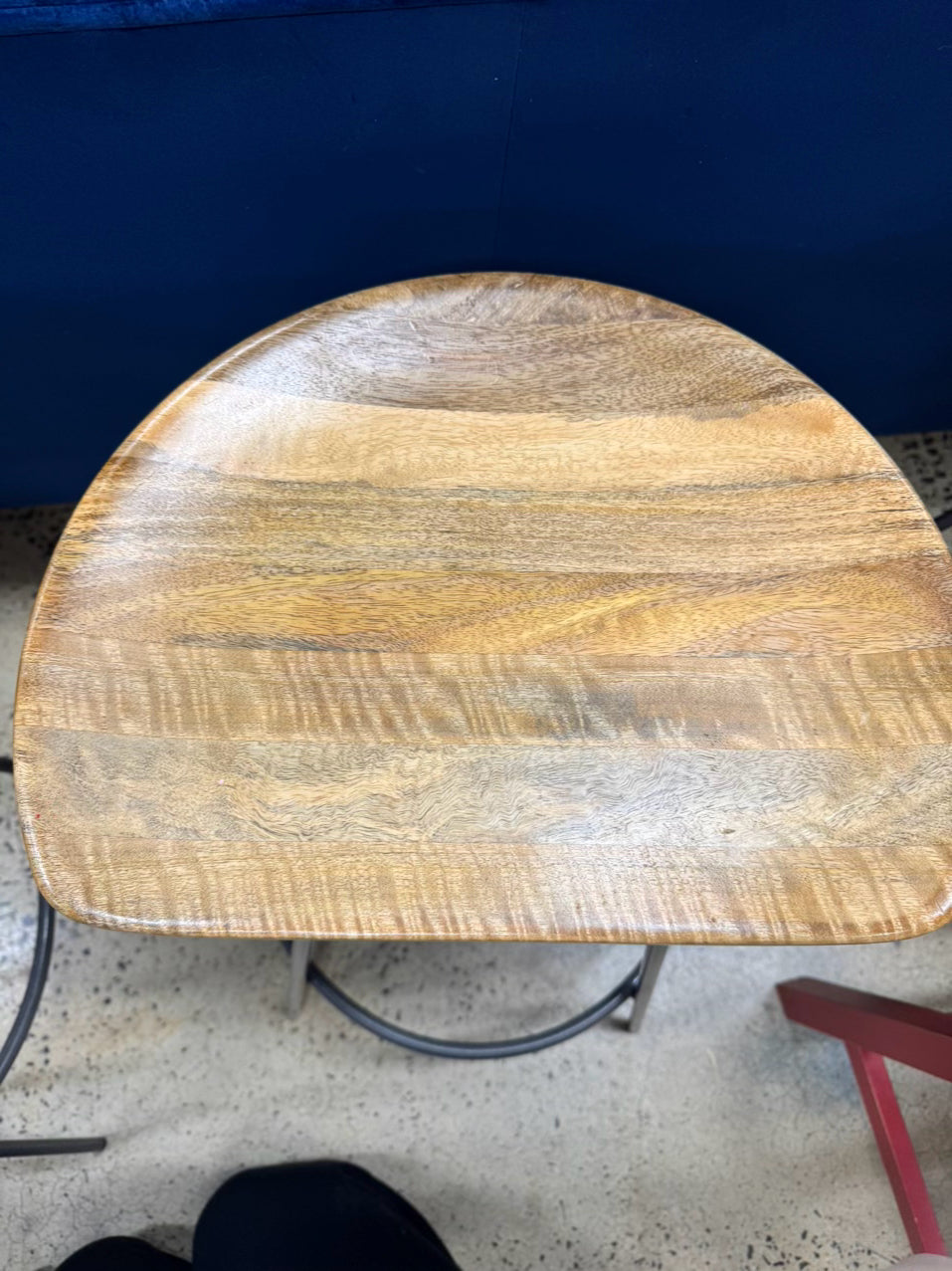 WEST ELM Natural Wood & Gray Steel Counter Stool